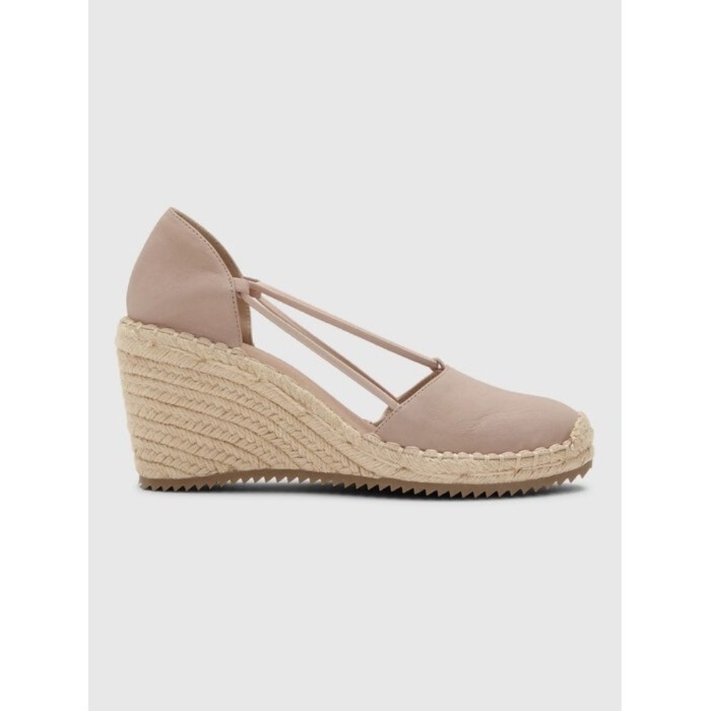Eileen Fisher Yasmin Tumbled Nubuck Espadrille Wedge Sandals Beige Women 8.5